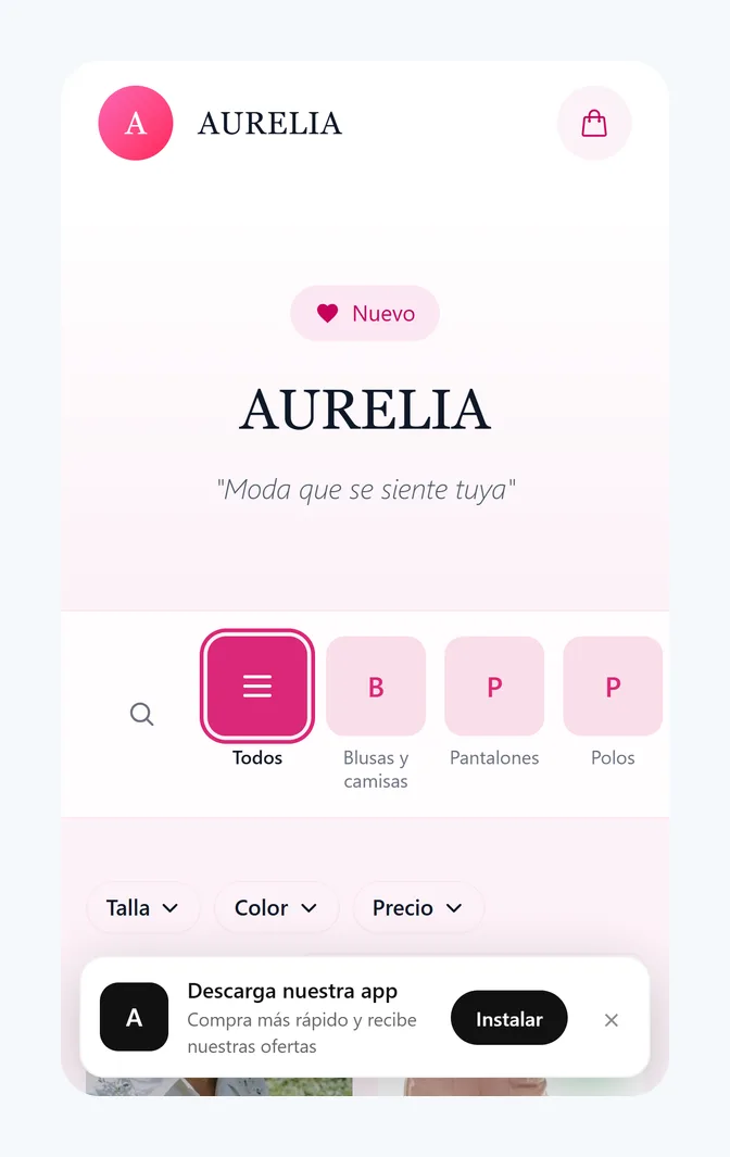 El aviso para instalar la app en la tienda, visto desde un iPhone