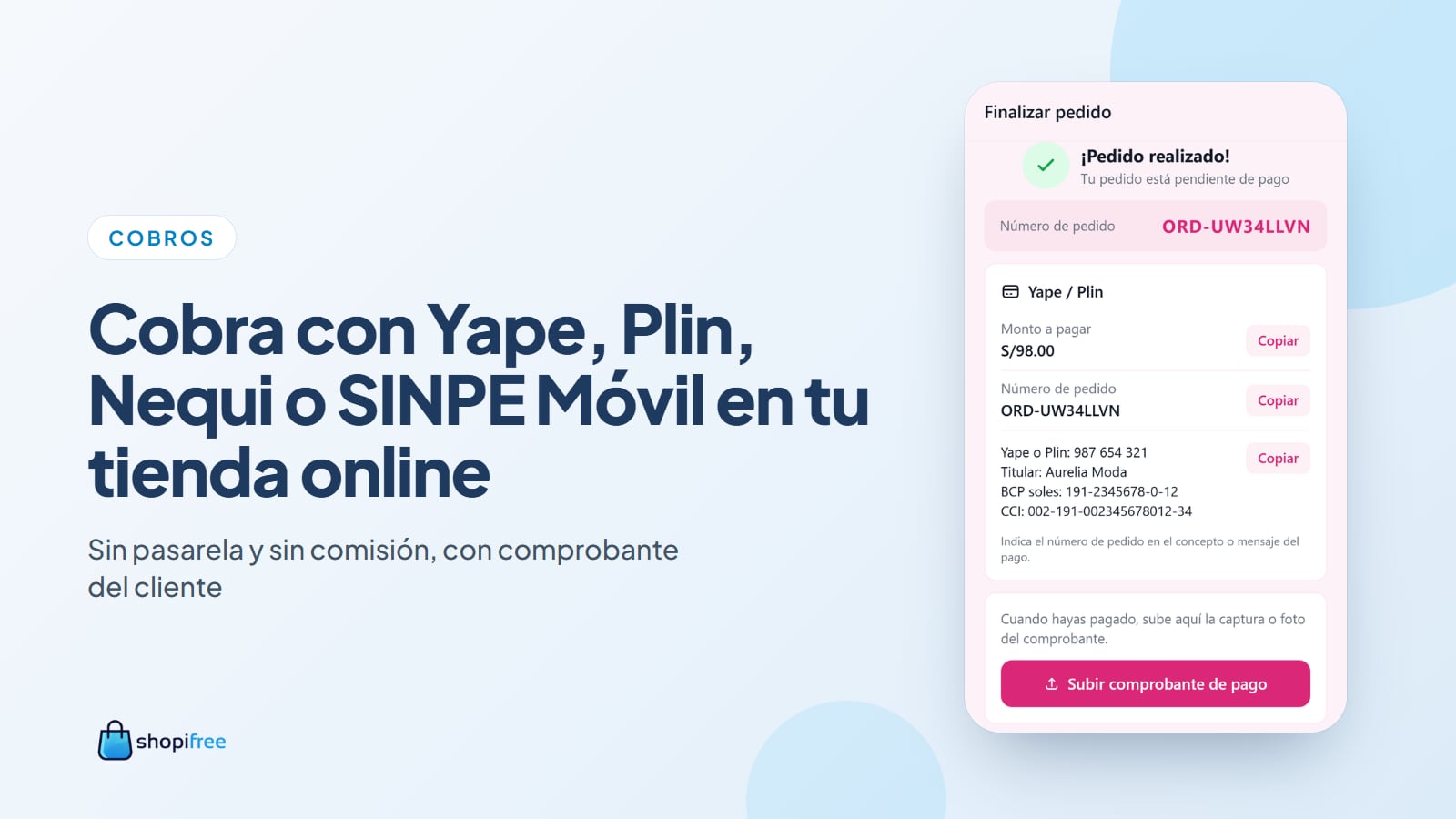 Cómo cobrar con Yape, Plin, Nequi o SINPE Móvil en tu tienda online