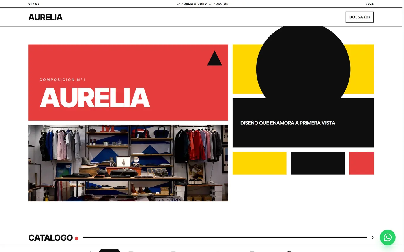Tienda de ejemplo con el tema Bauhaus vista en computadora